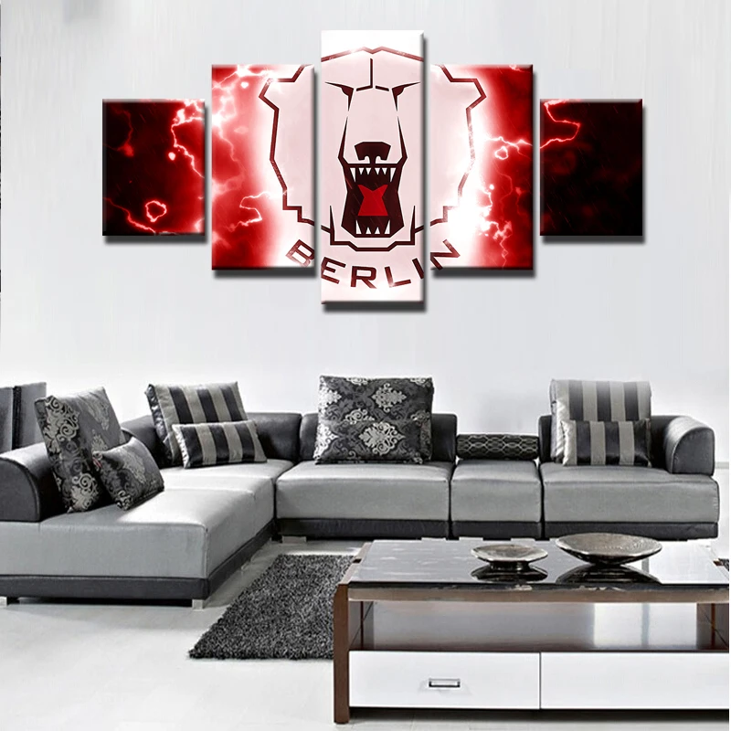 Модульные картины современного искусства на стене 5 панелей спорт льду для