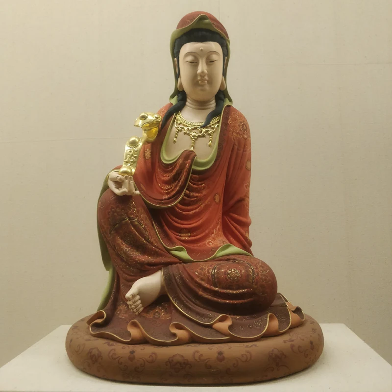 51 см Guanyin деревянные статуи Будды скульптура из дерева Budas estatua цветной рисунок