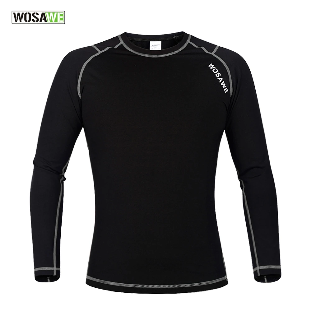 gray clothes BC288 WOSAWE зима подножка колготки Для мужчин Термальность флисовой основе Слои сжатия Костюмы нижняя одежда на велосипеде с длинным рукавом Джерси - Цвет: gray clothes BC288