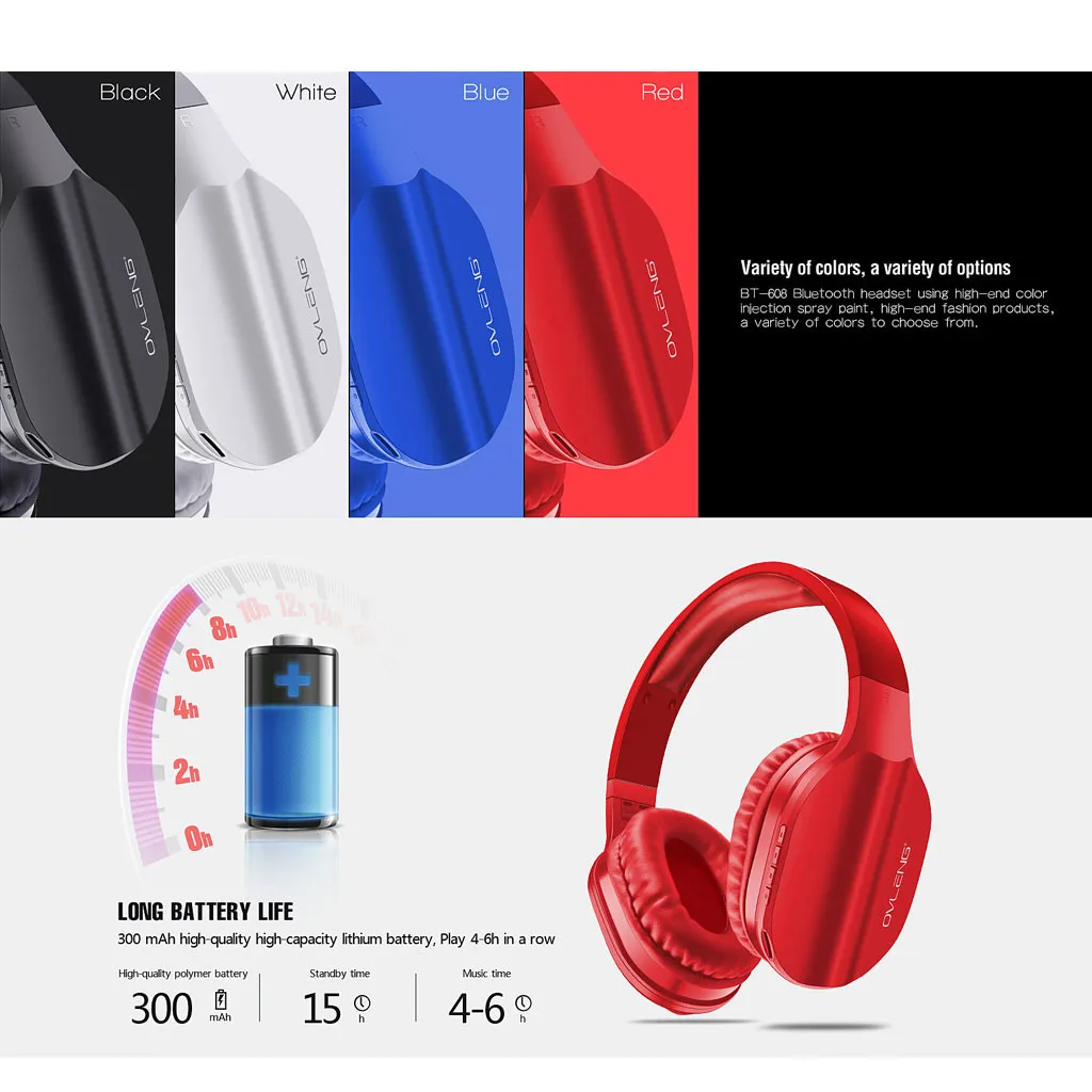 OVLENG BT-608 беспроводные наушники Bluetooth гарнитура повязка Игровые наушники с микрофоном для ПК Mp3 мобильного телефона 605#2