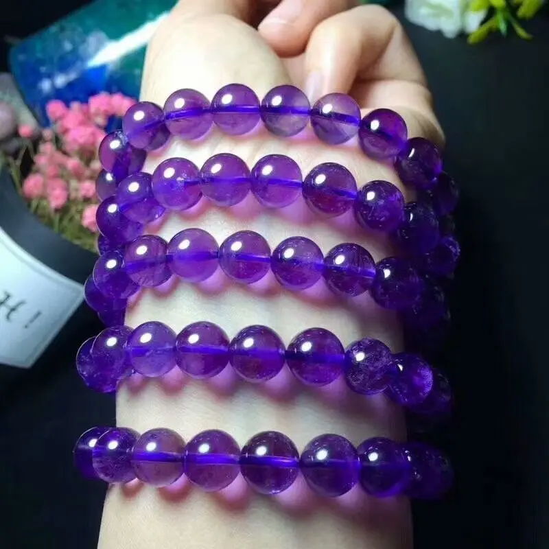

Natural Purple Crystal Bracelet Amethyst Quartz AAA 9-8.5MM