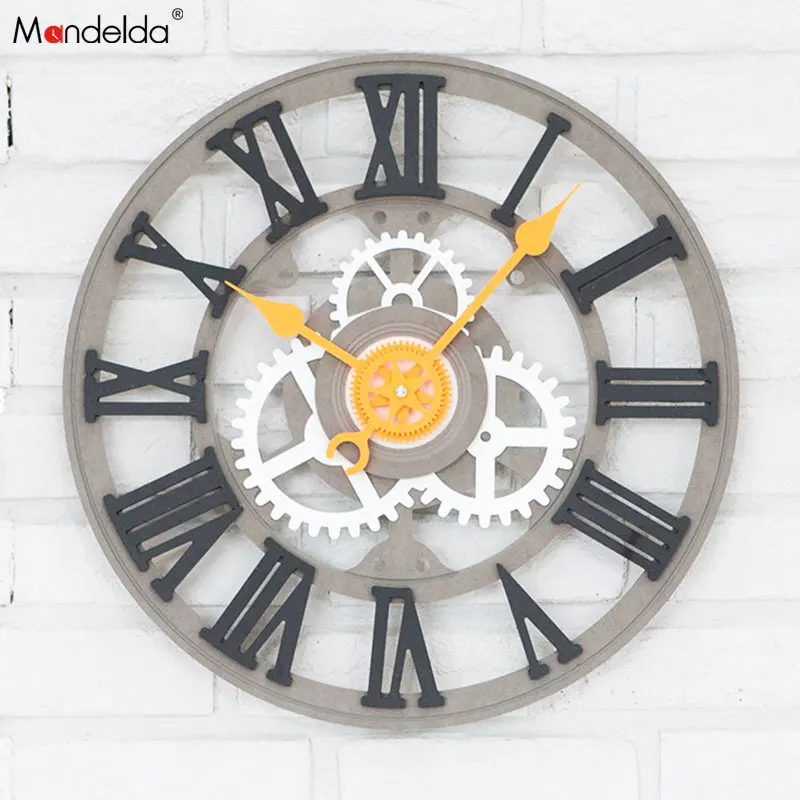 Оптовая продажа большие черные часы Mandelda бесшумные кварцевые сделай сам