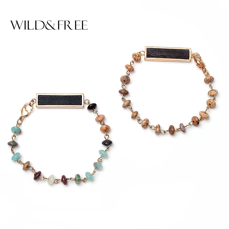 Wild &amp Free браслеты с бусинами из натурального камня Браслеты для женщин женские