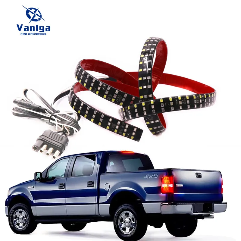 

Universal 60" Triple Row 6-Function Truck Tailgate Light Bar with Amber Turn Signal, Red Brake/Running, White Reverse Lights