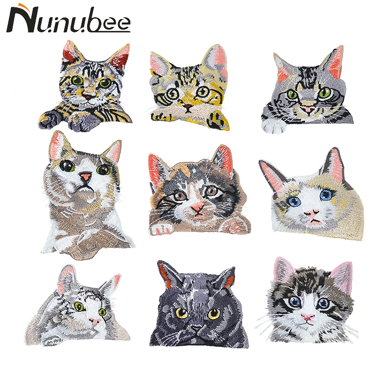 Nunubee 1 предмет высокое качество вышивка кошка патч для одежды аппликация наклейки