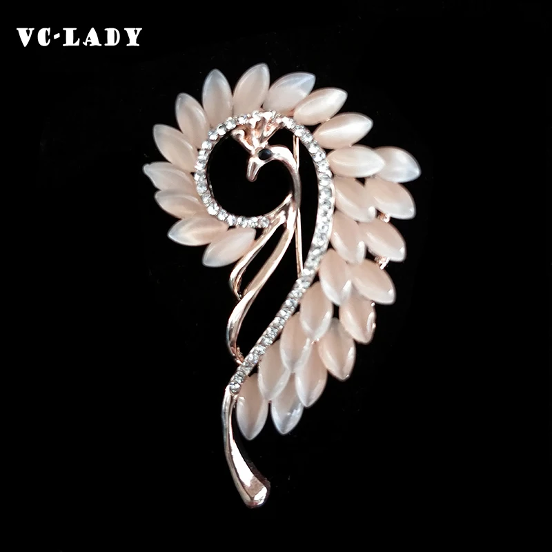VC LADY новинка Опаловая брошь с павлином и стразами украшение на булавке пряжка