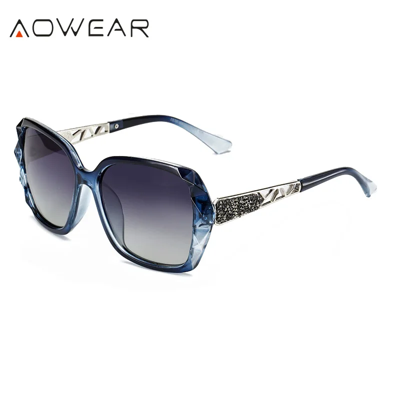 C5 Clear Blue Grey AOWEAR, негабаритные солнцезащитные очки, женские, поляризационные, квадратные, солнцезащитные очки для вождения, черный бриллиант, женские солнцезащитные очки, gafas de sol mujer - Цвет линз: C5 Clear Blue Grey