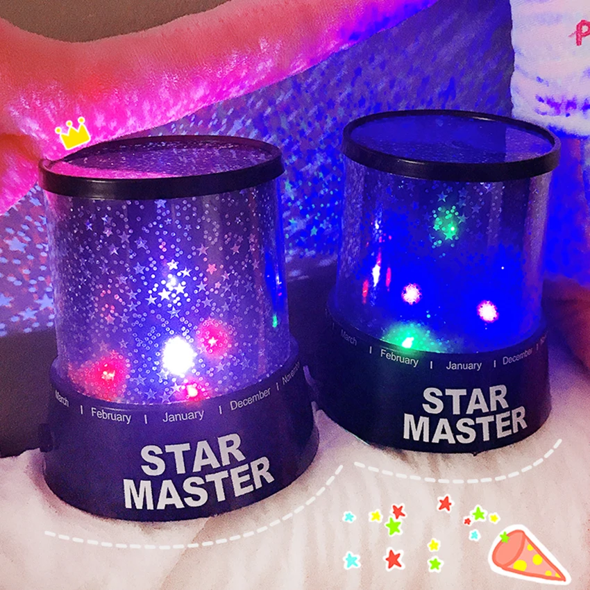 LED Night Light Projector Starry Sky Star Moon Appy Birthday Master Children Kids Baby Sleep Colorful Projection Lamp Lights | Лампы и
