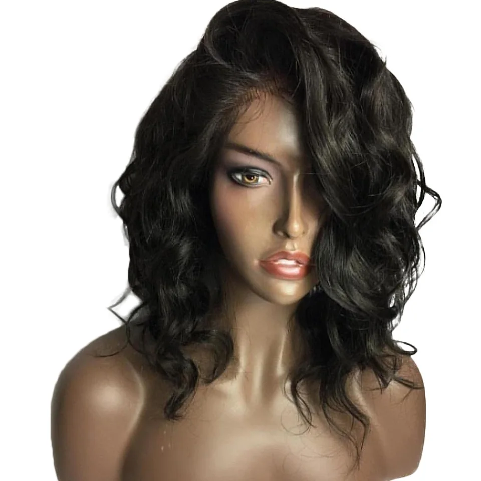 Волнистые Короткие парики из человеческих волос для женщин предварительно