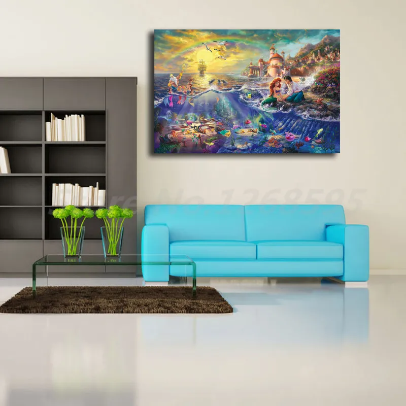 Картина на стену с изображением маленькой Русалочки Томаса кинкадда HD холсте для