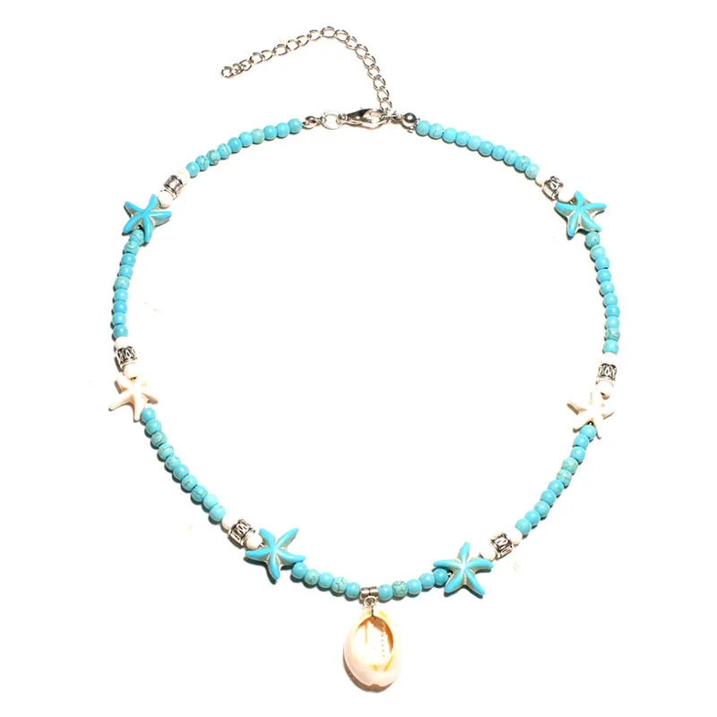 Ожерелье-цепочка с подвеской для девочек 4 мм бирюзовый камень | Украшения и