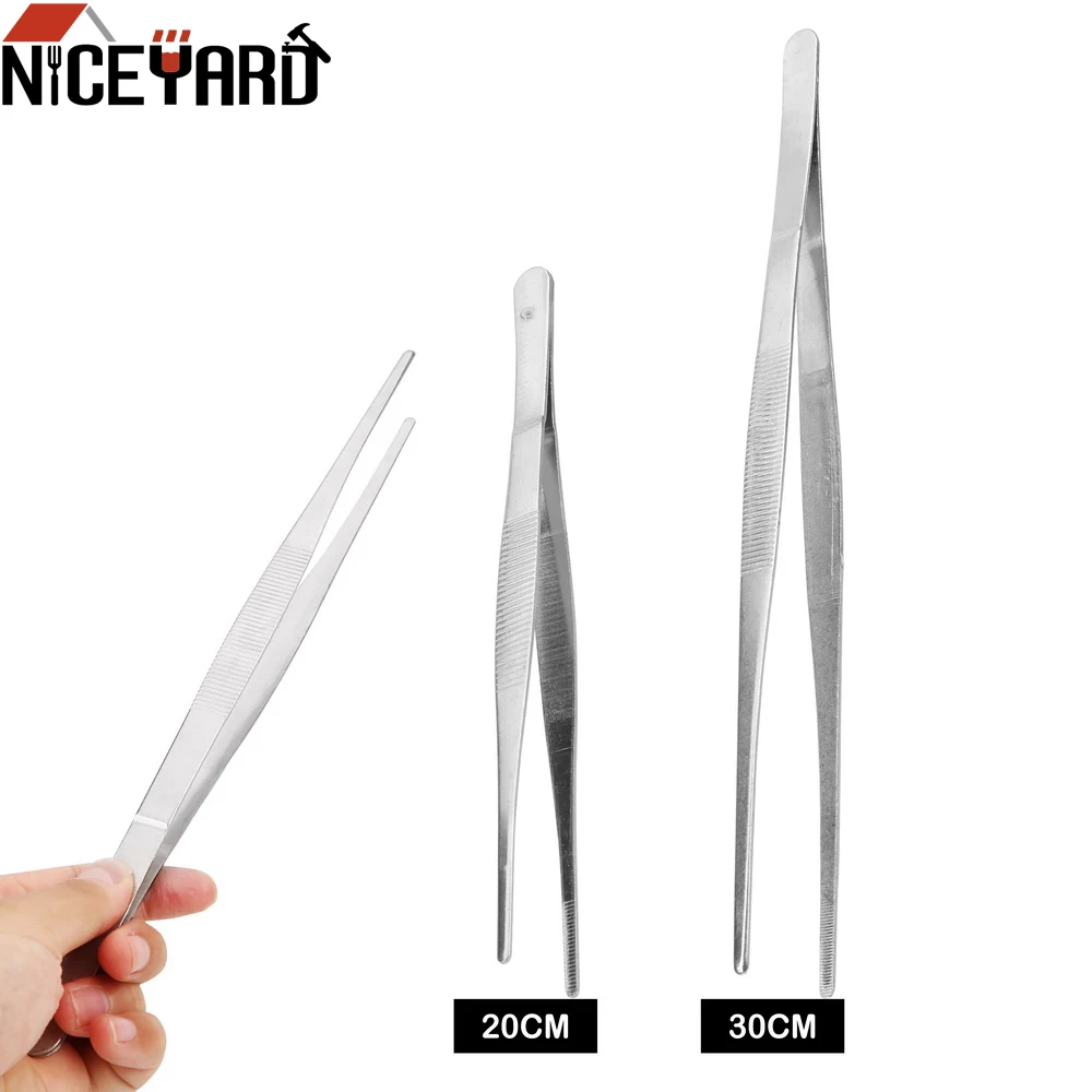 

Пинцет NICEYARD из нержавеющей стали с длинными зубьями, Прямой пинцет для барбекю, пищевые щипцы, Домашний медицинский садовый кухонный инструмент для барбекю