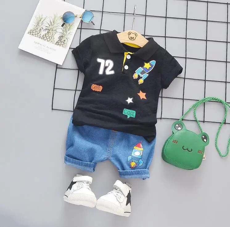 2019 Children's summer clothes set cotton baby short sleeve turn collar shirts boys Newborn body suit cartoon kids clothing | Детская