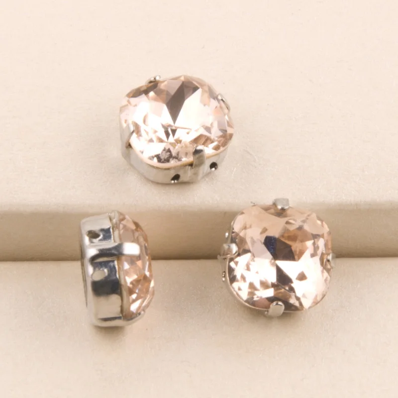 Yanruo #4470 все размеры светло персиковая Подушка Стразы для шитья Strass остроконечные