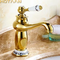 luxury basin faucet modern faucet bathroom faucet gold finish hot cold brass basin sink faucet single handle with ceramic taps