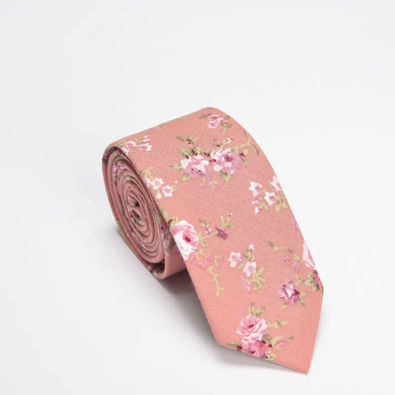 

Men's Floral Ties Skinny Cotton Paisley Ties Gravata Corbatas Slim Narrow Necktie Ties Vintage Printed Neckwear Casual