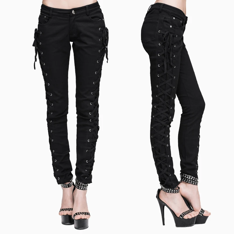 Модные панковские плетеные облегающие брюки Devil для женщин готические черные в