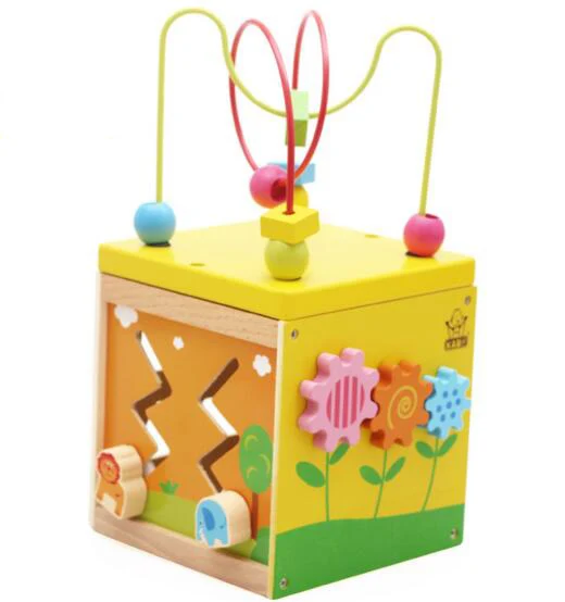 Kids Toddler Baby Colorful Wooden Around Beads toy box Wire Maze learning shape clock Educational Toy juguetes | Игрушки и хобби