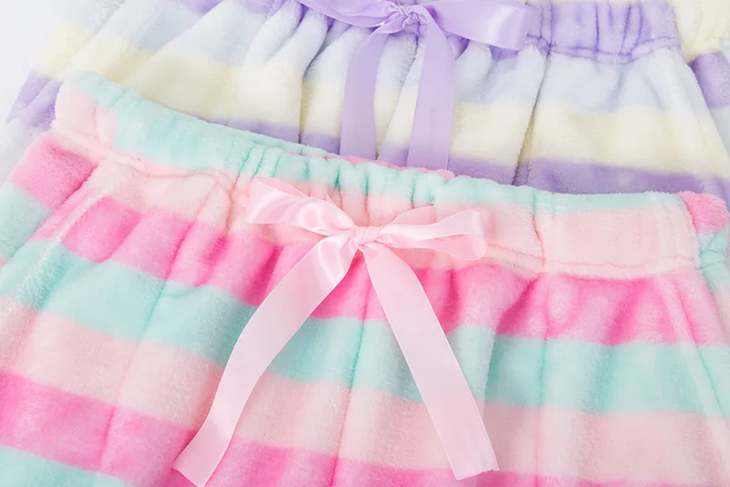 Фланелевые хлопковые домашние штаны для женщин пижамные с милыми полосками