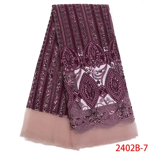 Picture 7 Последние луковые цвета французские нигерийские кружевные ткани с блестками африканские французские бархатные тюлевые кружева африканские кружевные ткани свадебные QF2402B-7 - Цвет: Picture 7