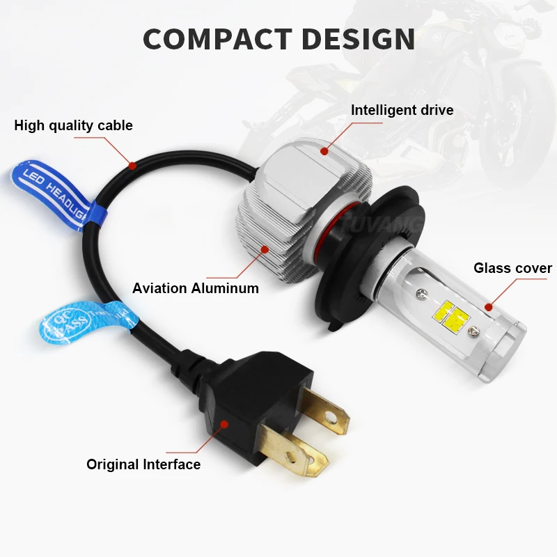 Светодиодные лампы для мотоциклетных Фар H4 6000 лм дальний/ближний свет фары