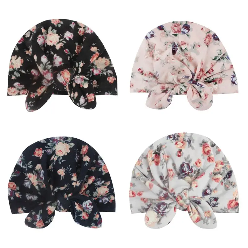 Fashion Baby Hat Solid Turban Kids Girls Sun Elastic Caps 4 Style Cap Bow Tie Infant Accessories | Детская одежда и обувь