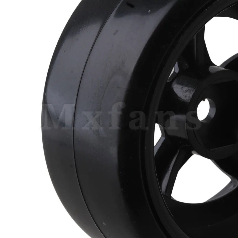 Mxfans 4 шт. черное 5 колесо со спицами диски и гладкие шины для RC 1:10 Drift Car Plastic|tire rim