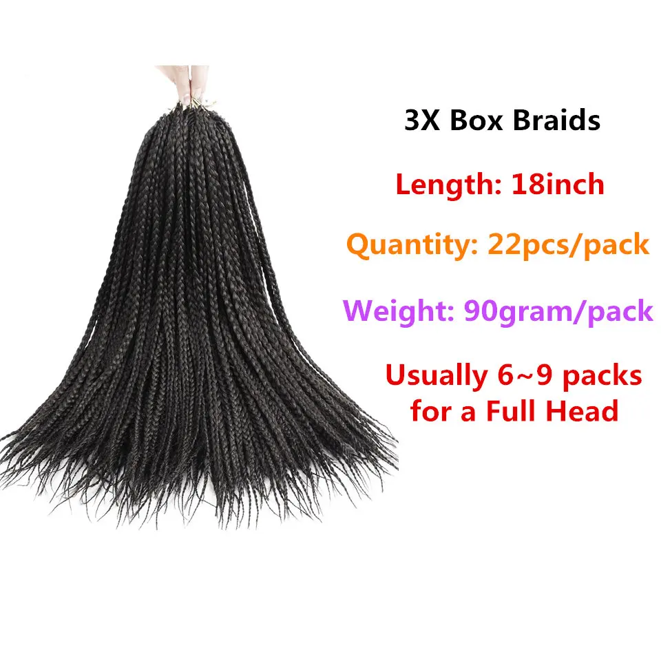 Sallyhair самых лучших брендов, 3X афро коробка косы 18 дюймов 22 шт./упак. синтетические накладные волосы на крючке, затененные, эффектом деграде(переход от темного к буксировочный тона плетеные волосы для наращивания чёрный; коричневый Bug