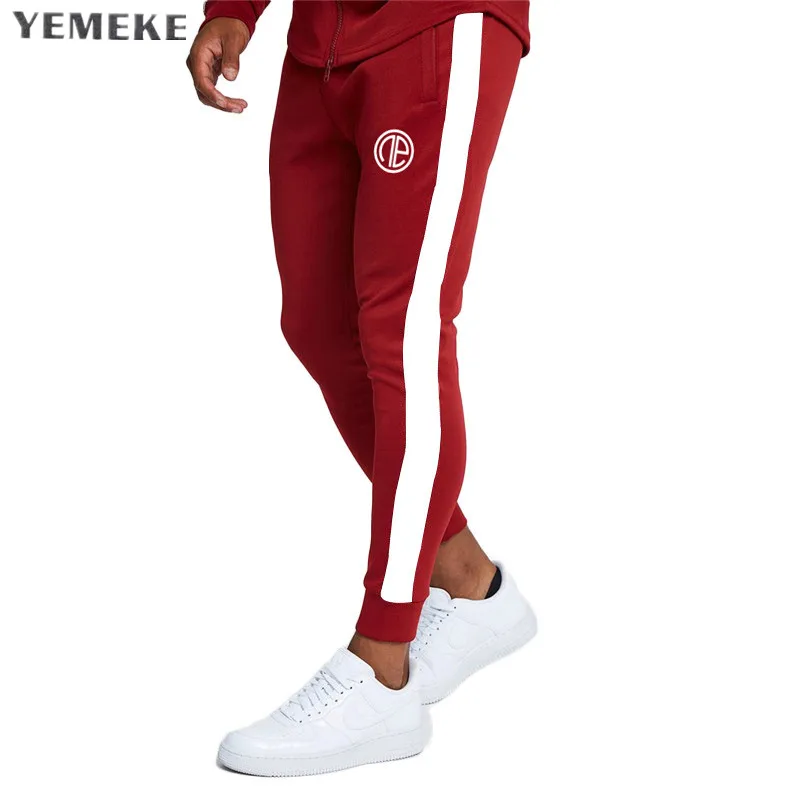 Red Yomeke спортивные мужские джоггеры повседневные мужские сшитые спортивные штаны джоггеры Pantalon Homme брюки спортивная одежда брюки для бодибилдинга - Цвет: Red