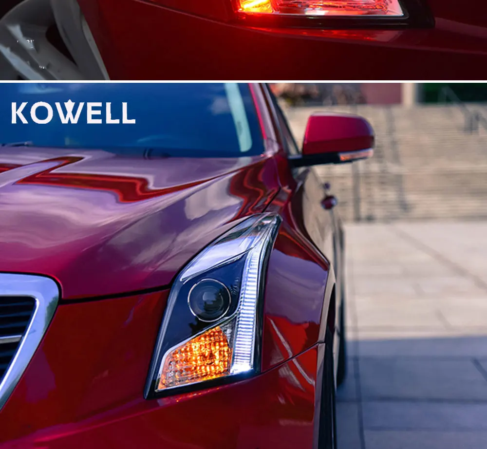 KOWELL автомобильный Стайлинг для Cadillac ATS фары ATS светодио дный фары DRL Bi Xenon объектив Высокий Низкий луч парковка противотуманная фара