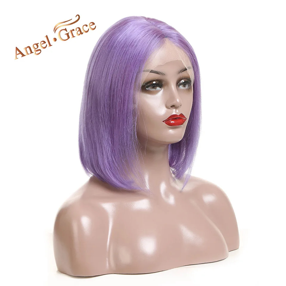 Color As Photo Angel Grace Hair красочный короткий парик-Боб перуанские прямые волосы прямые кружевные передние человеческие волосы парики для женщин боб парики на кружеве - Цвет волос: Color As Photo
