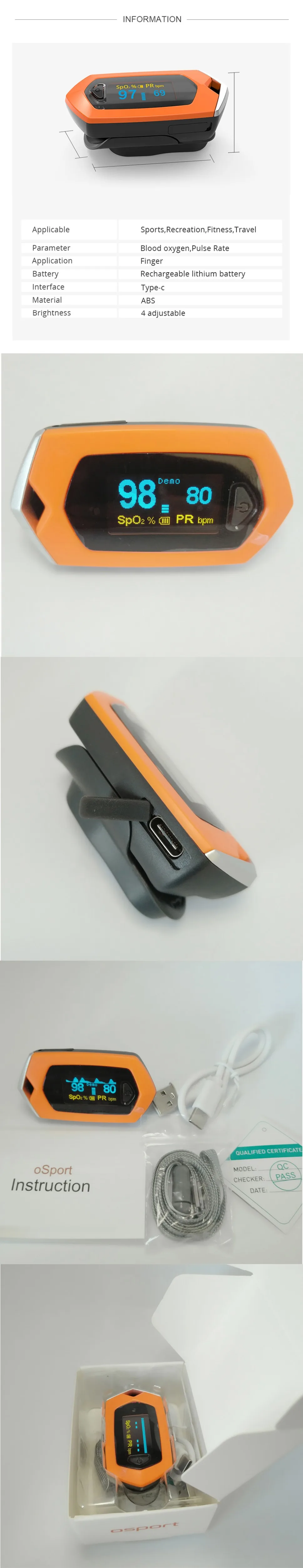 Пальчиковый Пульсоксиметр usb type-C перезаряжаемый Oximetro De Dedo медицинский кислородный пульсометр Spo2 Sports Pulsioximetro