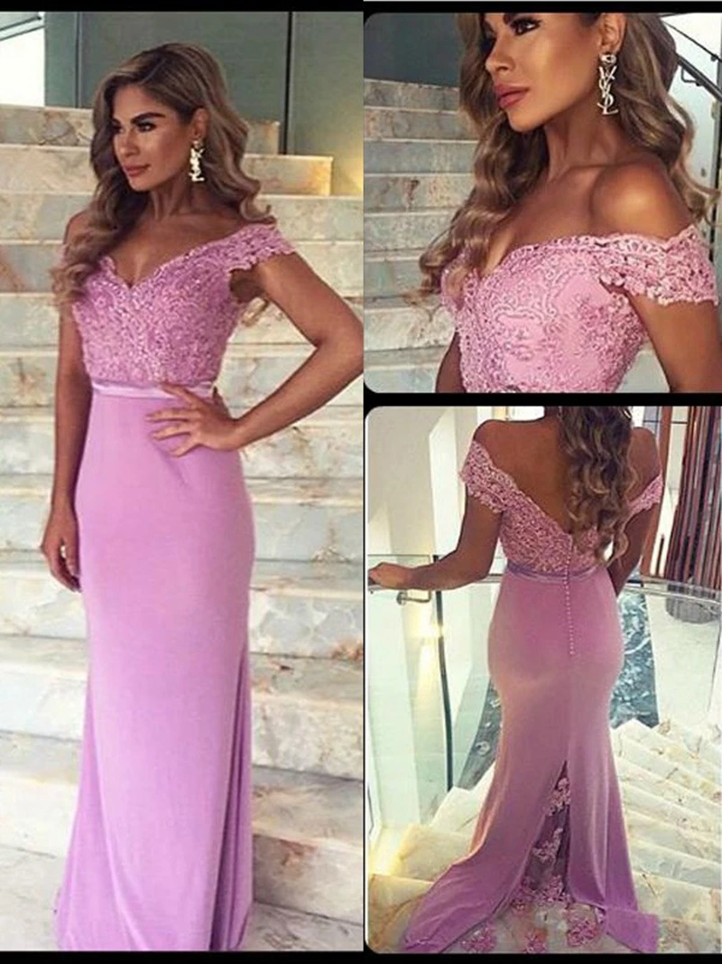 Pink Sweetheart Neck Evening Dresses 2021 Off Shoulder Mermaid Appliques Satin Long Sweep Train Elegant Formal Party Prom Gowns | Свадьбы и