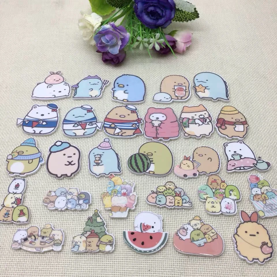 60 шт./лот мультяшный плоский задник кабошоны из смолы kawaii DIY аксессуары для