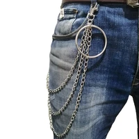 1pcs unisex fashion street big ring pendant key chain rock punk trousers hipster key chains pant jean keychain