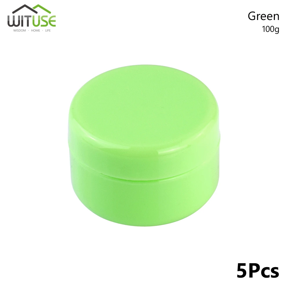 100g Green 5 шт. качественные пластиковые бутылки для многоразового использования портативная Пустая палитра банка горшок для хранения путешествия крем-лосьон для лица косметический контейнер коробка - Цвет: 100g Green
