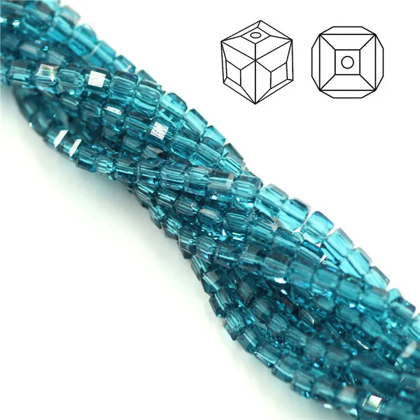 hole blue ZHUBI 100 шт 3 мм модные разделительные кубики граненые хрустальные бусины амулеты конфетные стеклянные Квадратные бусины для изготовления ювелирных изделий из бисера - Цвет: hole blue