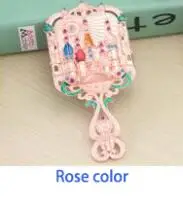 Rose color SUFEILE Европейское Ретро Зеркало и Расчёска в комплекте русская ручка Зеркало макияж принцесса зеркало гребень D40 - Цвет: Rose color