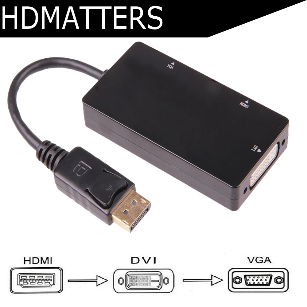 HDmatters Дисплей порты и разъёмы DP VGA HDMI Male-Female адаптер Кабель конвертер для