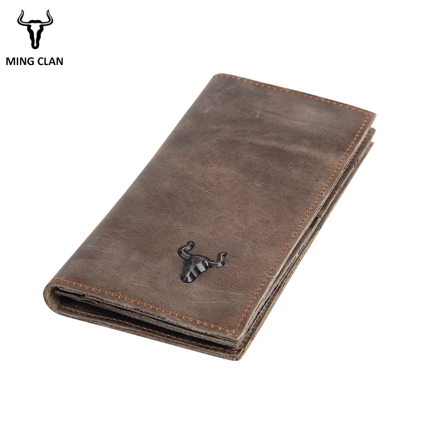 Длинный клатч Mingclan из натуральной воловьей кожи Crazy Horse для мужчин и женщин