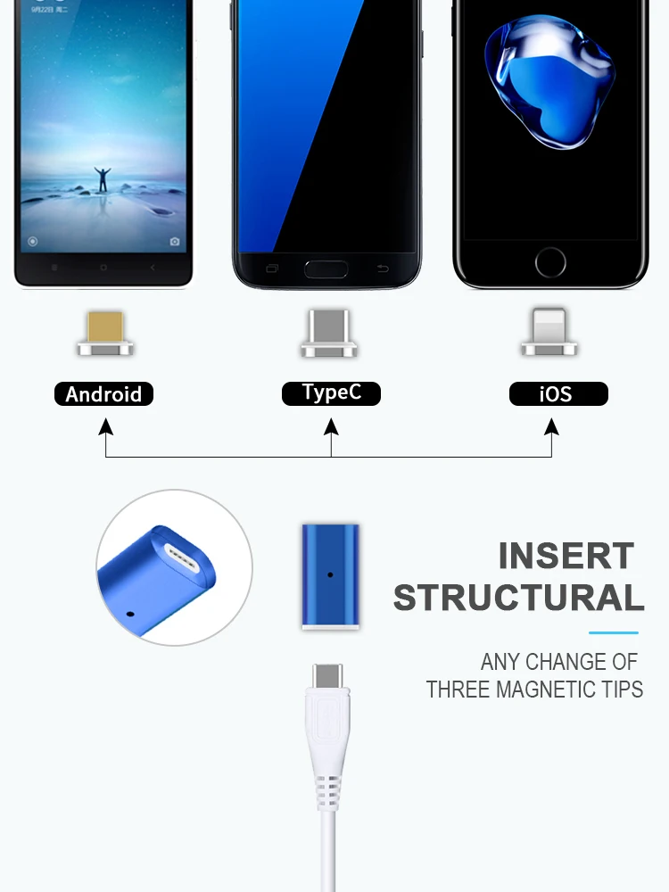 QC 3,0 type-C Магнитный адаптер передачи данных Поддержка типа C к Micro USB 8 pin магнитное зарядное устройство для iPhone huawei