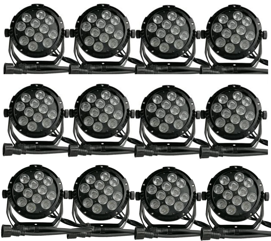 12 предметов в лоте 12X12W Водонепроницаемый светодиодный Par Светильник RGBW 4in1 IP65 PAR
