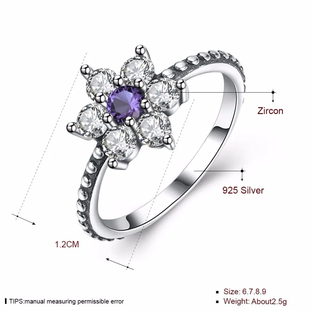 CICI Уоррен Fine Jewelry 925 стерлингов Серебряные кольца цветок Стиль с AAA + Циркон