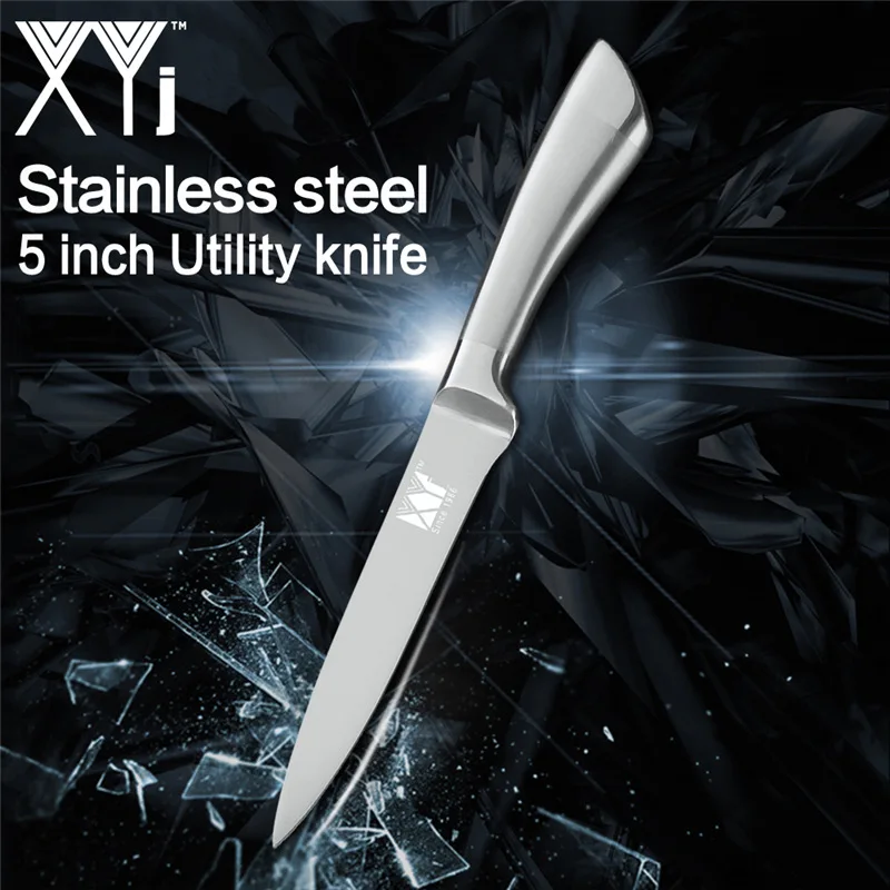 E.5 utility knife XYj нож для приготовления пищи из нержавеющей стали, 6 шт. в наборе, 8 ''7'' 5 ''3,5'', нож для нарезки хлеба Santoku, кухонный аксессуар - Цвет: E.5 utility knife