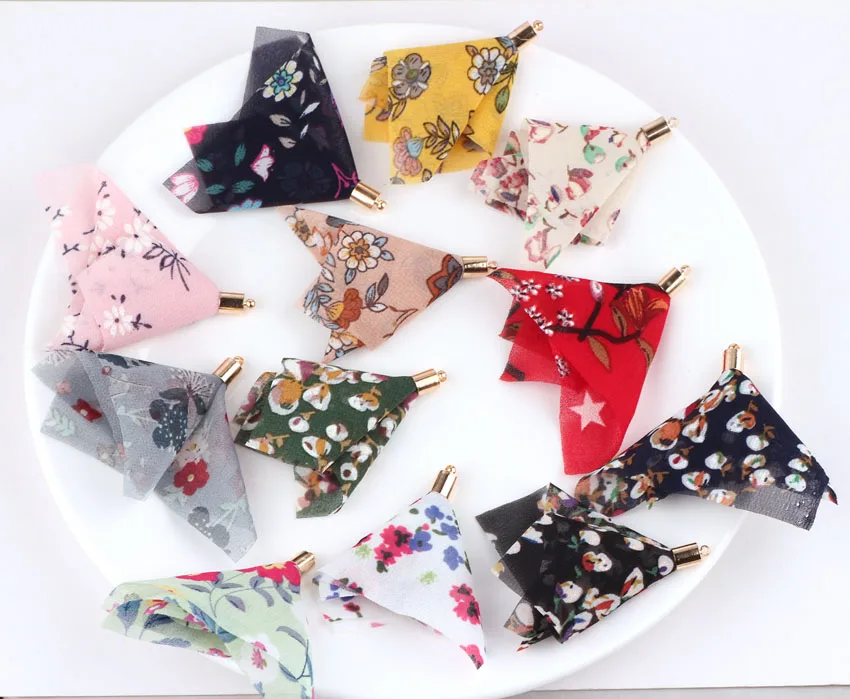 DIY earring material holiday sweet chiffon flower tassel home-made earrings headdress accessories pendant | Украшения и