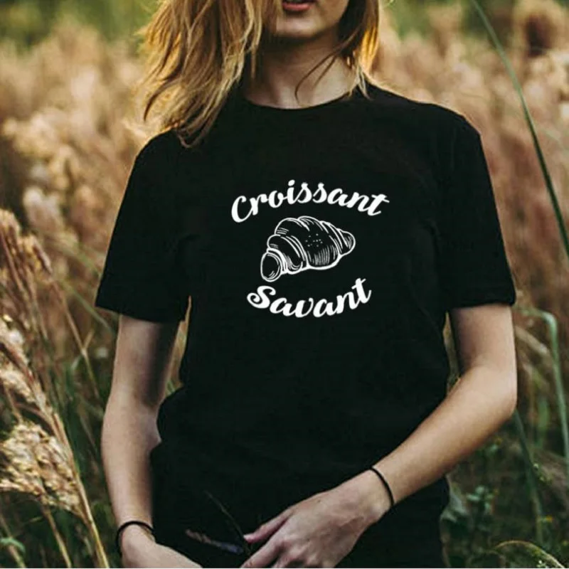 2019 Новый croissant sauant творческий печатных футболку Для женщин футболки Модная