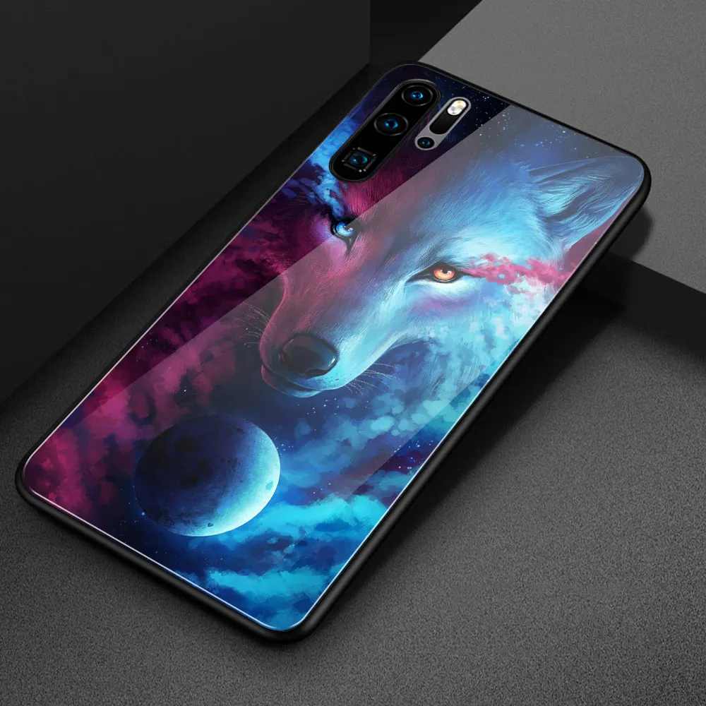 Чехол для Huawei honor 8x стеклянный чехол 9 Wolf Animal max 10 20 20i v9 v10 v20 play note 10|Бамперы| |