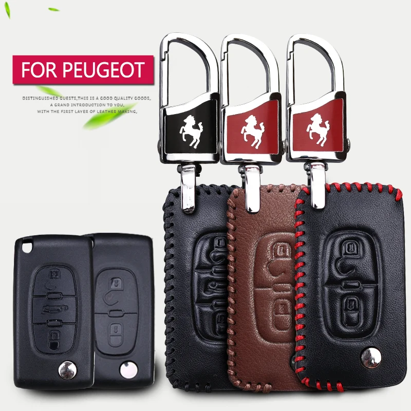 Чехол для автомобильного ключа из натуральной кожи Peugeot 308 301 106 107 206 207 407 307 3008 2008 508