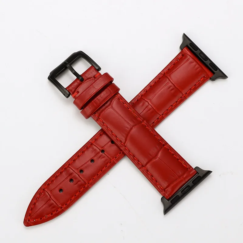Pin-red--black Ремешок для Apple Watch кожаный ремешок для iwatch Бабочка Пряжка браслет для Apple Watch 4 44 мм 38 мм 42 мм 40 мм ремешки - Цвет ремешка: Pin-red--black