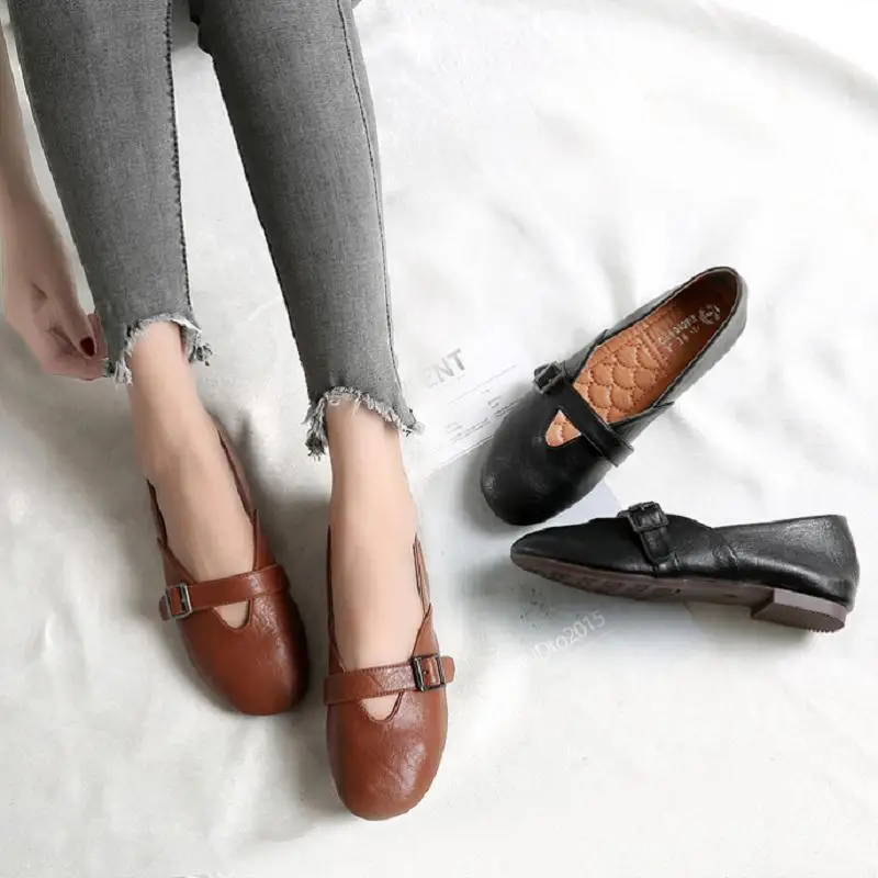 MYCORON 2018 New Arrivals Genuine Leather Luxury Square Toe Handmade Popular Casual Shoes Women Chaussure Femme | Обувь